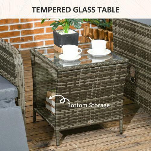 Outsunny Outsunny 3 Pieces Rattan Bistro Set w/ Adjustable Backrest - Mix-Grey - Bistro Sets