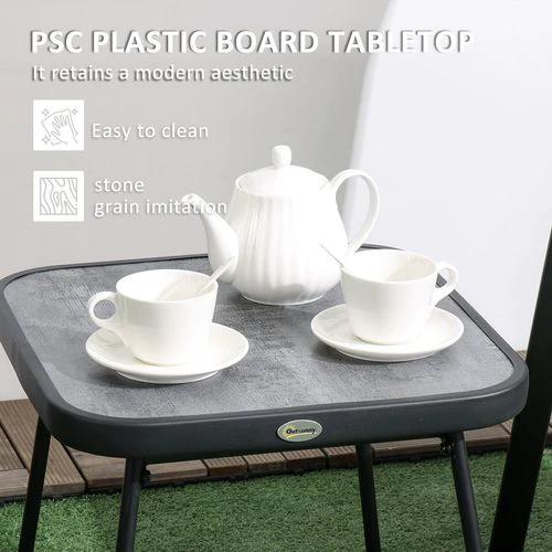 Outsunny Outsunny 3PCs Bistro Set w/ Breathable Mesh Fabric & PSC Board Top Table, Brown - Bistro Sets