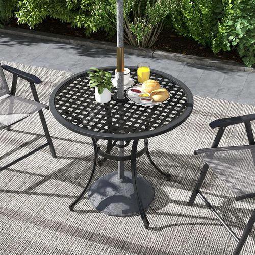 Outsunny Cast Aluminium Bistro Table with Umbrella Hole for Balcony, Black by Outsunny