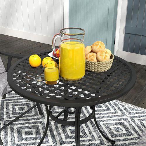 Outsunny Outsunny Cast Aluminium Bistro Table with Umbrella Hole for Balcony, Black - Bistro Sets