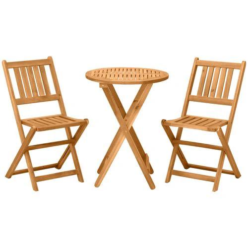 Outsunny Outsunny Folding Patio Bistro Set of 3 Dining Table Set with 2 Foldable Chairs - Bistro Sets