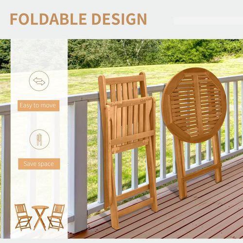 Outsunny Outsunny Folding Patio Bistro Set of 3 Dining Table Set with 2 Foldable Chairs - Bistro Sets