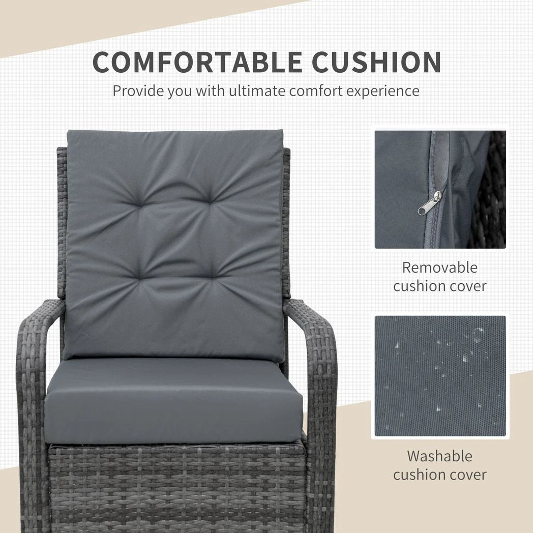 Rattan Garden Furniture 3 PCs Sofa Chair Table Bistro Set Wicker Weave by Outsunny