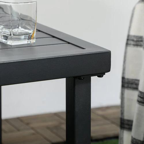 Outsunny Garden Side Table Coffee Table with Umbrella Hole for Patio Balcony by Outsunny
