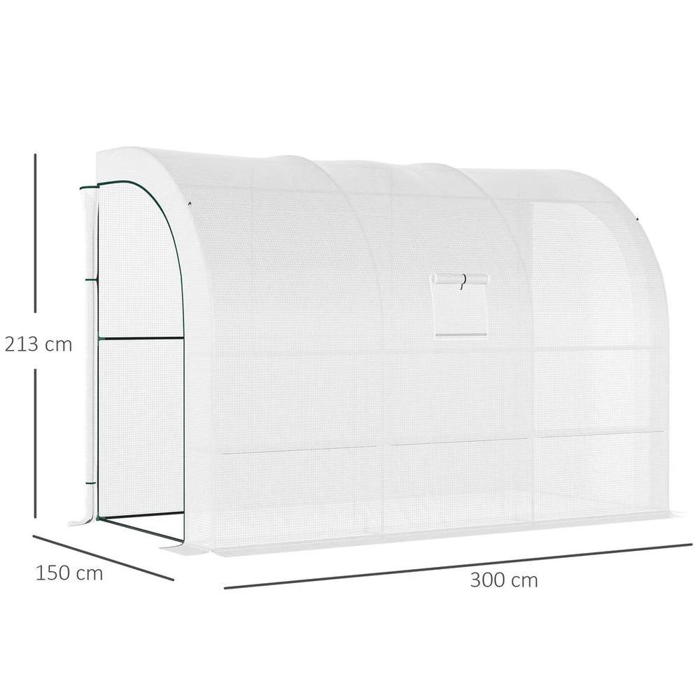300 x 150 x 213 Plant Greenhouse Garden Nursery w/ Cover Window, White by Outsunny