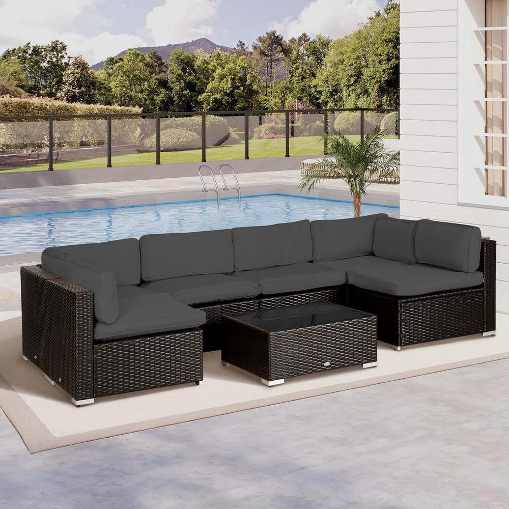 Outsunny Garden Rattan Sofa Set Polyester Cover Replacement No Cushion Grey - Uncategorized Cover