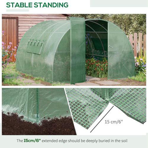 4 x 3M Walk-in Garden Polytunnel Greenhouse Galvanised Steel W/ Door by Outsunny
