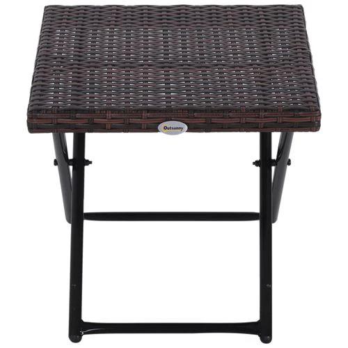 Folding Square Rattan Coffee Table Bistro Balcony Garden Steel Outdoor by Outsunny