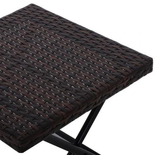 Folding Square Rattan Coffee Table Bistro Balcony Garden Steel Outdoor by Outsunny