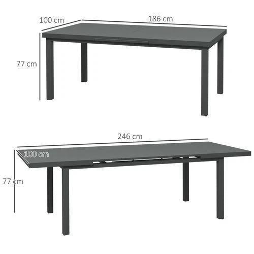 Outsunny Outsunny Extending Garden Table Outdoor for 6-8 People, Aluminium Frame -