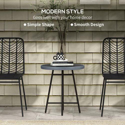 Outsunny Outsunny PE Rattan Side Table for Indoor, Outdoor, Balcony, Patio, Grey -