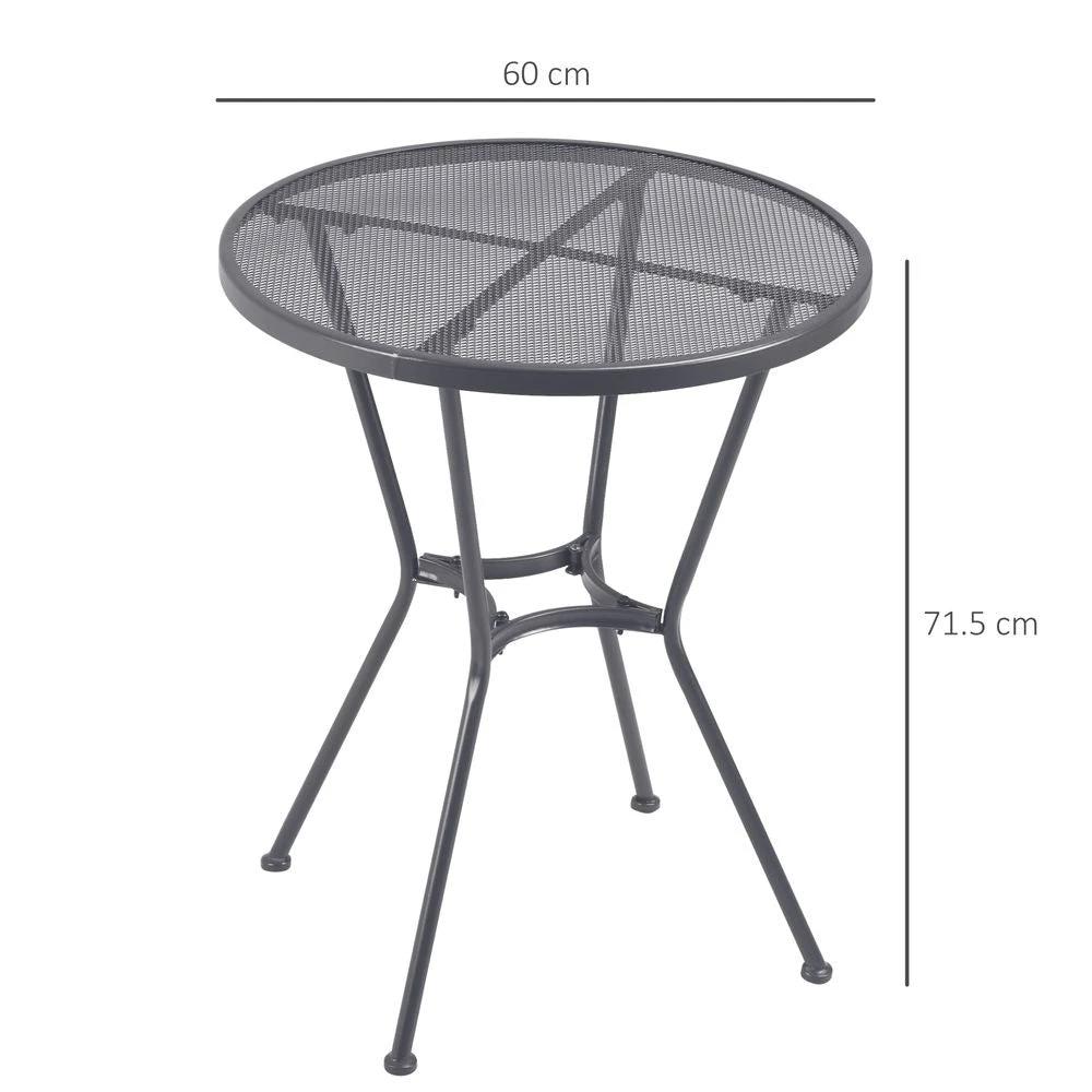 Outsunny 60cm Round Dining Table Metal Bistro Table with Mesh Tabletop grey - Uncategorized Dining Table