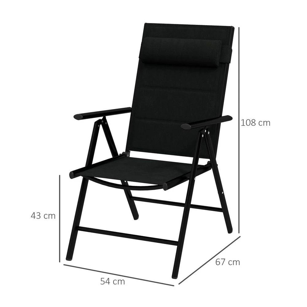 Outsunny Outsunny 2 PCS Outdoor Folding Chairs, Dining Chairs with Padded Filling, Black - Uncategorized Folding Chairs