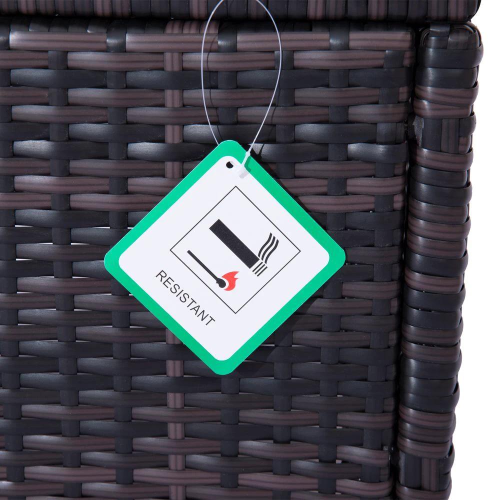 Rattan Footstool Wicker Ottoman with Padded Seat Cushion Furniture 50x50x35 cm by Outsunny