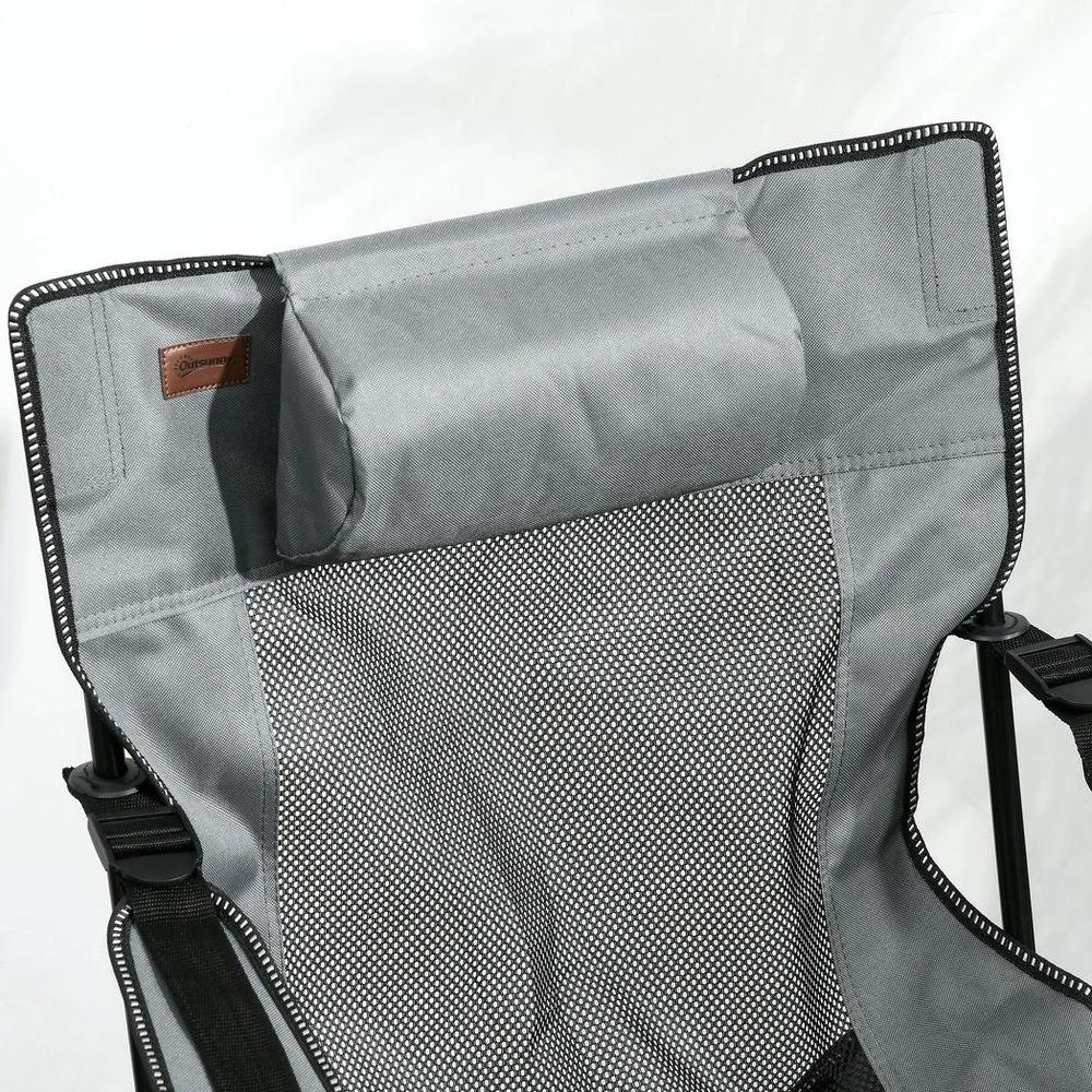 Outsunny Foldable Camping Chair w/ Footrest, Adjustable Backrest, Bag, Grey by Outsunny