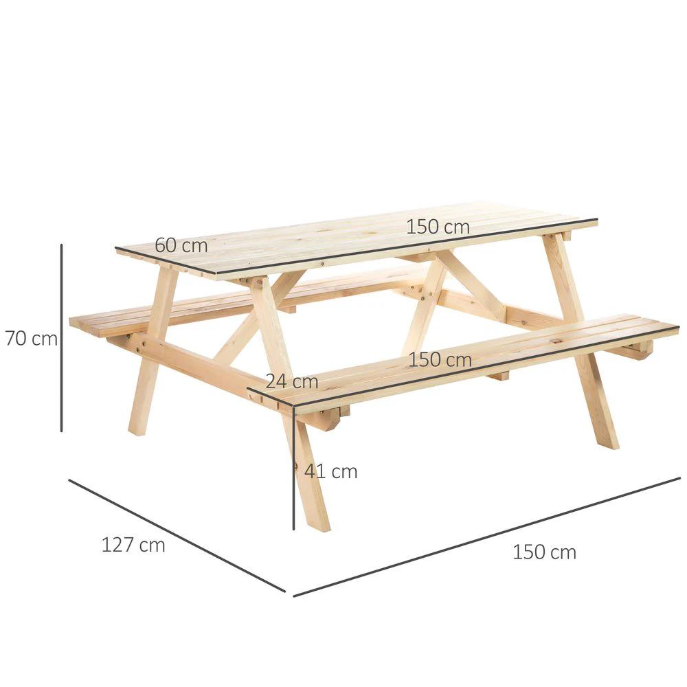 Outsunny Outsunny 4-Seater Wooden Picnic Set-Fir Wood - Uncategorized Garden Set