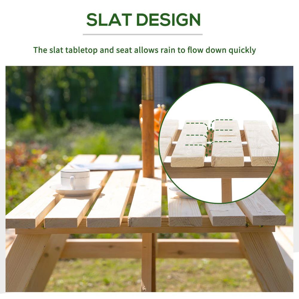 Outsunny 4-Seater Wooden Picnic Set-Fir Wood by Outsunny