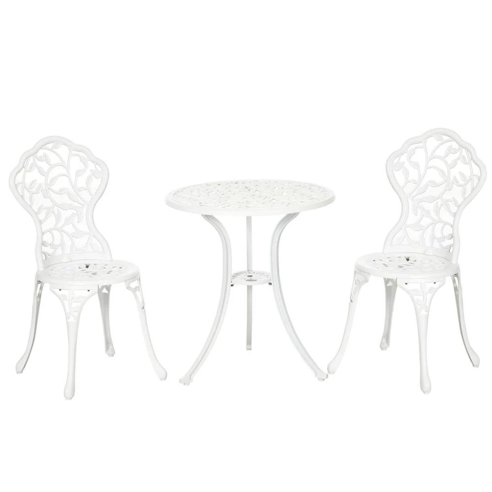 Outsunny Outsunny Aluminium Bistro Set Garden Coffee Table Chair Outdoor Dining Set - Uncategorized Garden Set