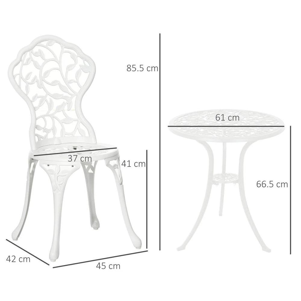 Outsunny Outsunny Aluminium Bistro Set Garden Coffee Table Chair Outdoor Dining Set - Uncategorized Garden Set