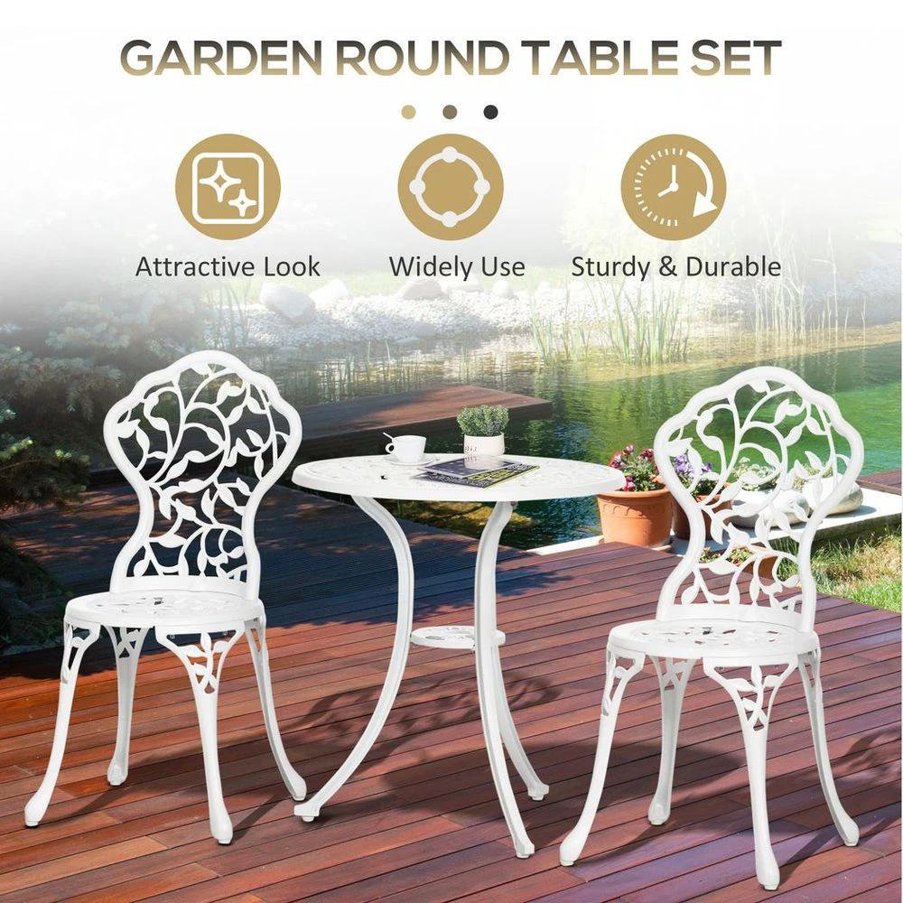 Outsunny Outsunny Aluminium Bistro Set Garden Coffee Table Chair Outdoor Dining Set - Uncategorized Garden Set