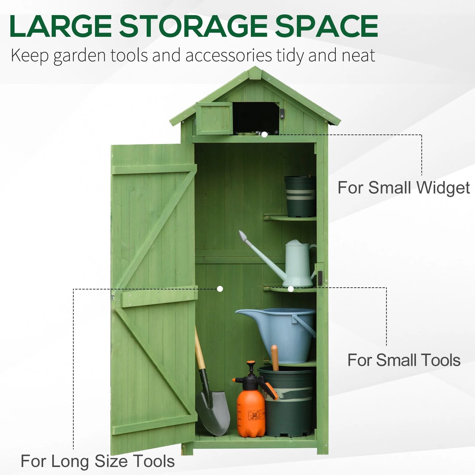 Garden Shed Vertical Utility 3 Shelves Wood Tool Storage Unit Cabinet by Outsunny