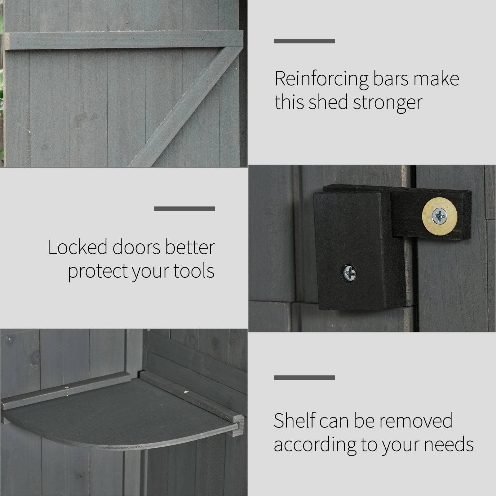 Outsunny Garden Shed Vertical Utility 3 Shelves Wood Tool Storage Unit Cabinet - Uncategorized Garden Shed