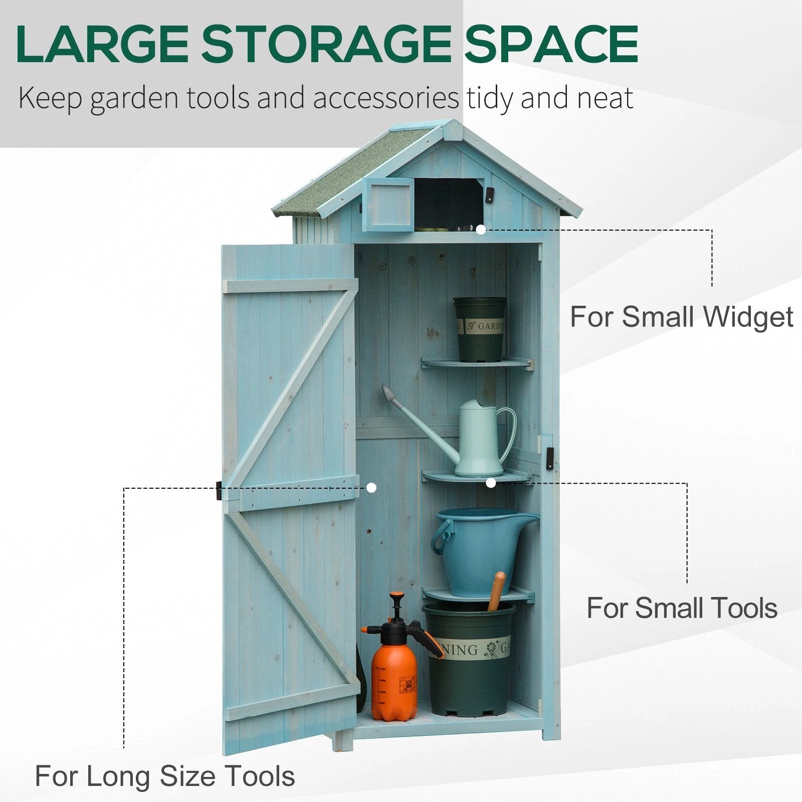 Outsunny Garden Shed Vertical Utility 3 Shelves Wood Tool Storage Unit Cabinet - Uncategorized Garden Shed