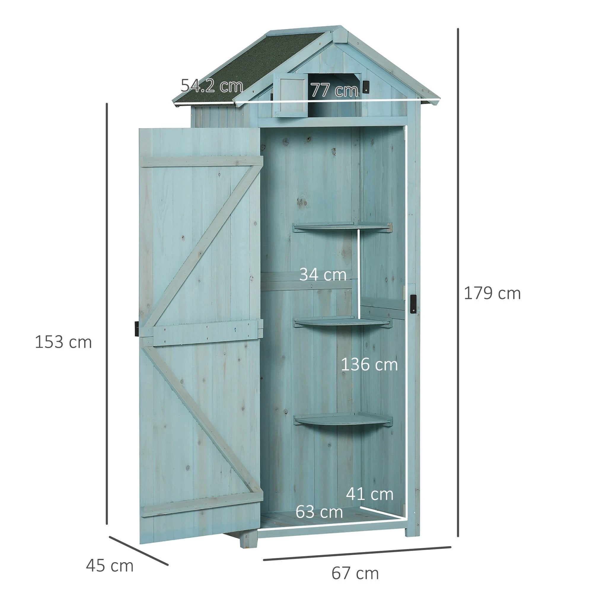 Outsunny Garden Shed Vertical Utility 3 Shelves Wood Tool Storage Unit Cabinet - Uncategorized Garden Shed