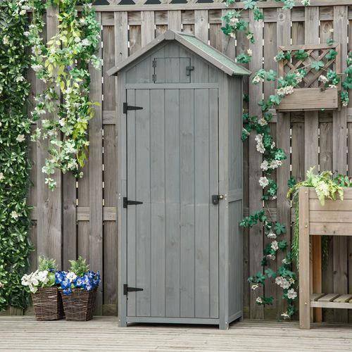 Garden Shed Vertical Utility 3 Shelves Wood Tool Storage Unit Cabinet by Outsunny