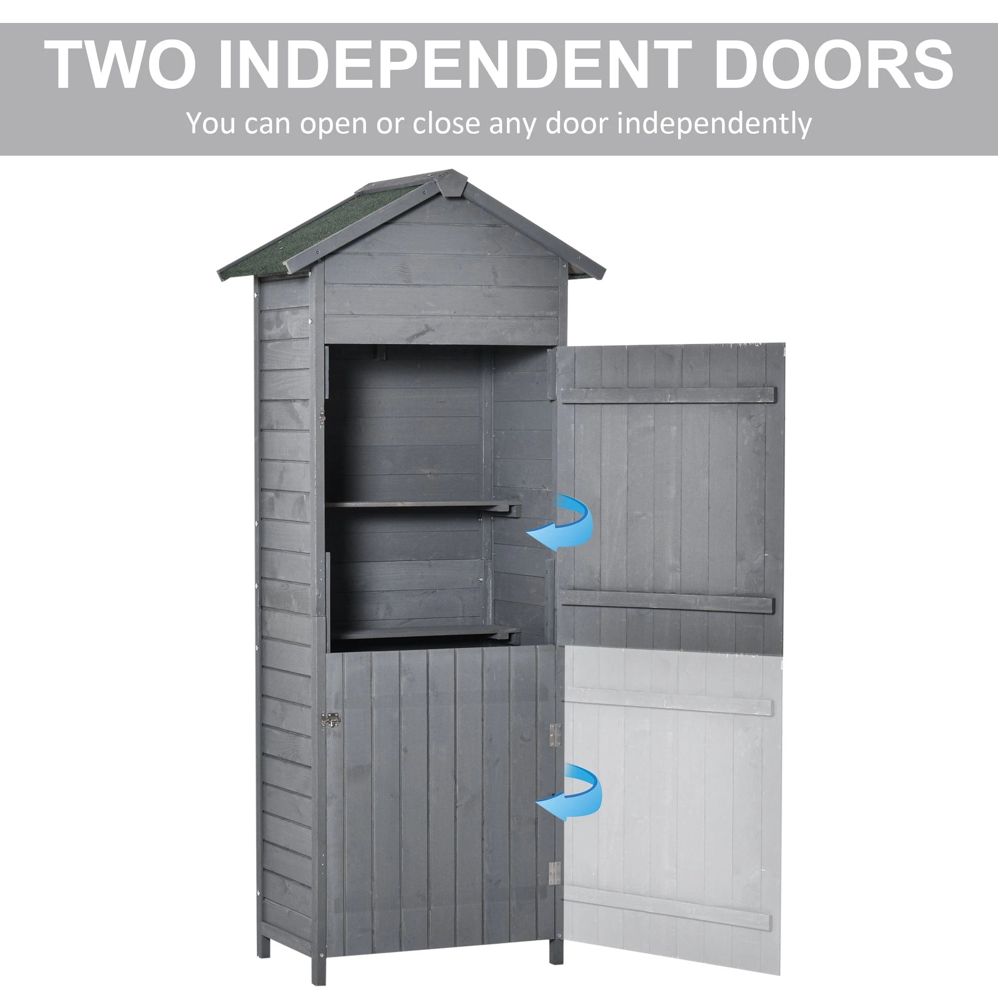 Outsunny Garden Shed Wooden Timber Garden Storage Shed Tilted-felt Roof & Lockable Doors - Garden Shed