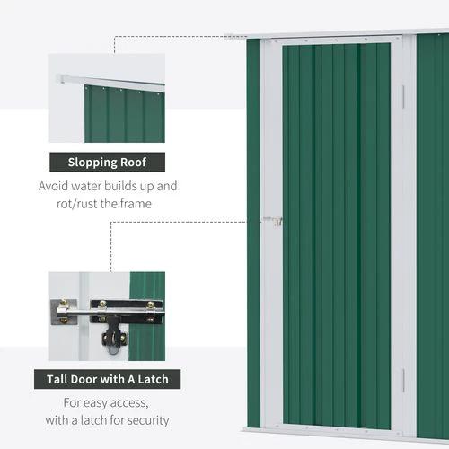 4.7ft x 2.8ft Garden Shed Steel Sloped Roof Door w/ Latch Green by Outsunny