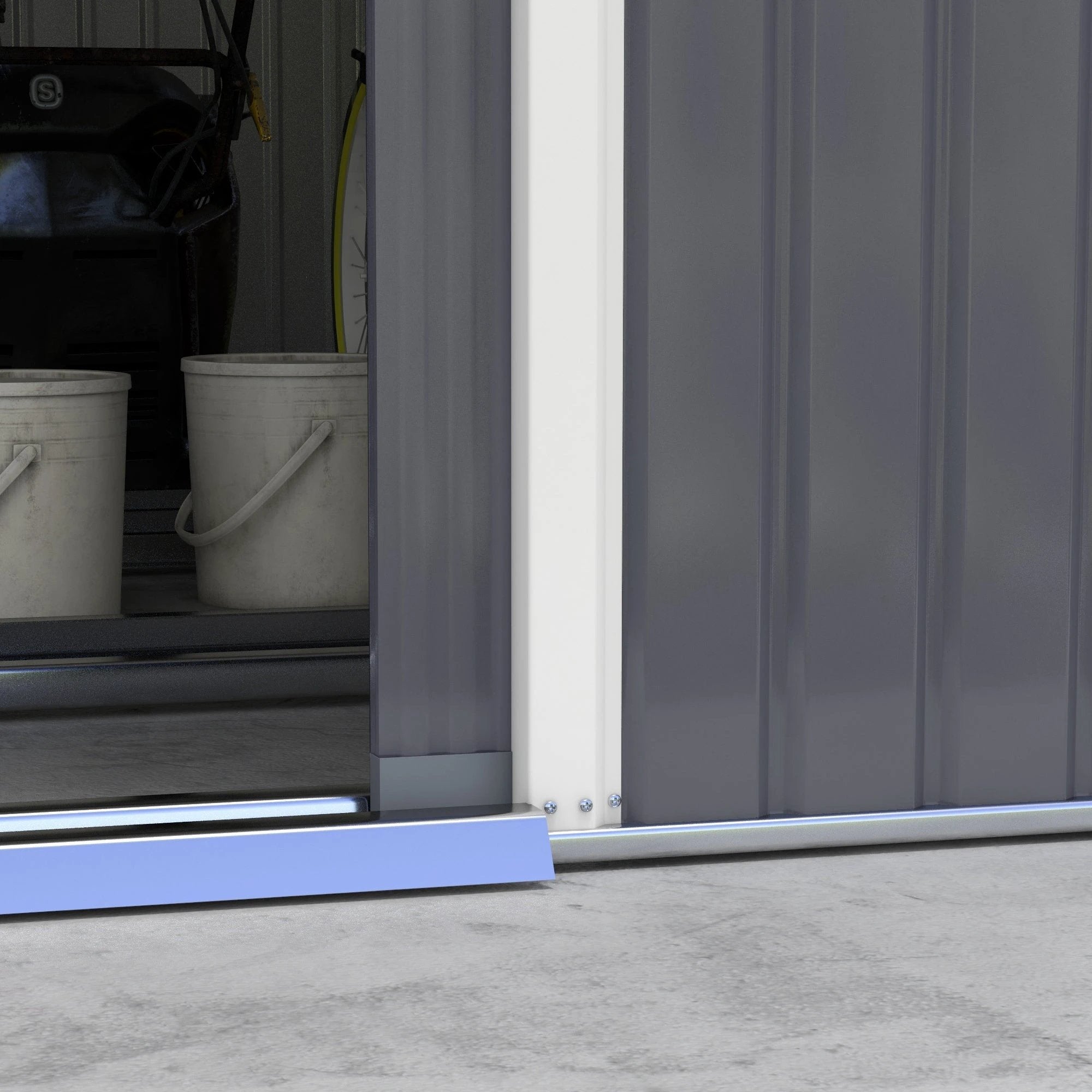 6.5 x 11FT Foundation Ventilation Steel Outdoor Garden Shed Grey - Garden Shed from Outsunny