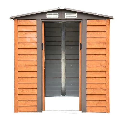6x5ft Metal Garden Shed House Gardening Tool Storage Brown 193Lx152Wx203Hcm by Outsunny