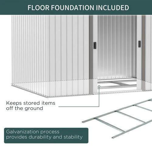 Garden Shed Storage Large Yard Store Sliding Door Metal Roof Tool Box Silver by Outsunny