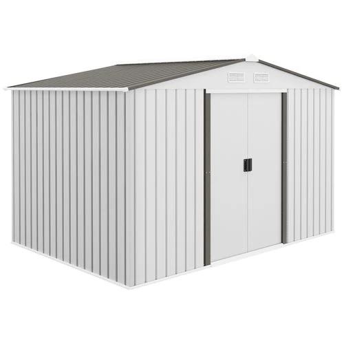 Garden Shed Storage Large Yard Store Sliding Door Metal Roof Tool Box Silver by Outsunny
