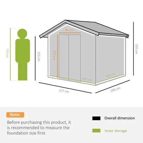 Garden Shed Storage Large Yard Store Sliding Door Metal Roof Tool Box Silver by Outsunny