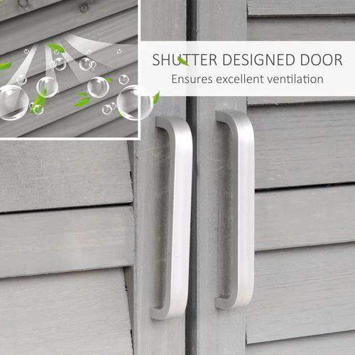 Outsunny Garden Shed Wooden 2 Door Unit Solid Fir Wood 87x46.5x96.5cm, Grey - Uncategorized Garden Shed