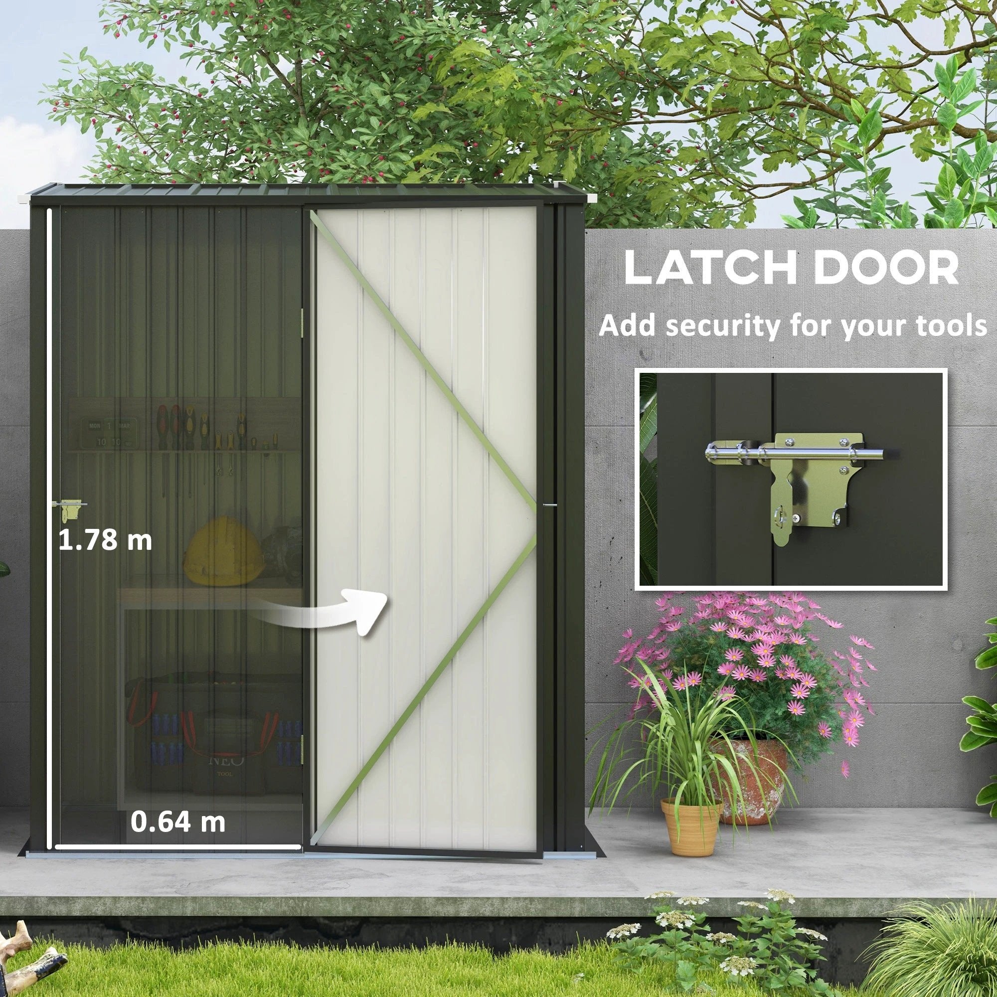 Outdoor Storage Shed Steel Garden Shed w/ Lockable Door for Backyard Patio Lawn by Outsunny