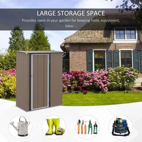 Outdoor Storage Shed Steel Garden Shed with Lockable Door Brown by Outsunny