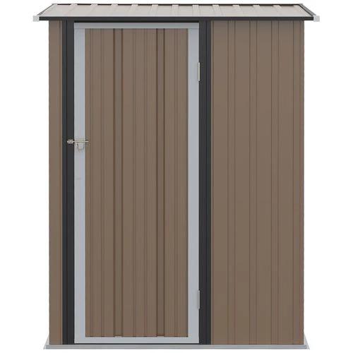 Outdoor Storage Shed Steel Garden Shed with Lockable Door Brown by Outsunny