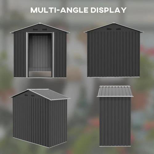 Outsunny 6.5x3.5ft Metal Garden Shed for Garden and Outdoor Storage, Dark Grey by Outsunny