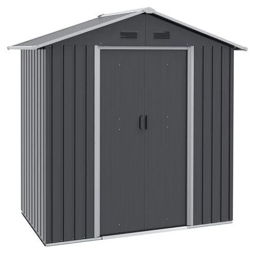 Outsunny 6.5x3.5ft Metal Garden Shed for Garden and Outdoor Storage, Dark Grey by Outsunny