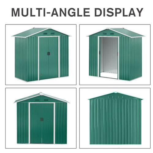 Outsunny 6.5x3.5ft Metal Garden Shed for Garden and Outdoor Storage, Green by Outsunny