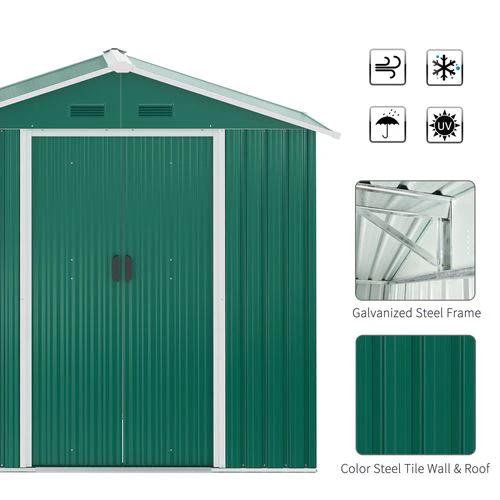 Outsunny Outsunny 6.5x3.5ft Metal Garden Shed for Garden and Outdoor Storage, Green - Uncategorized Garden Shed