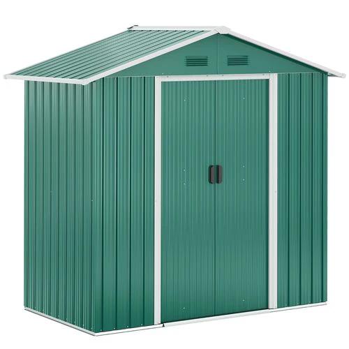 Outsunny 6.5x3.5ft Metal Garden Shed for Garden and Outdoor Storage, Green by Outsunny