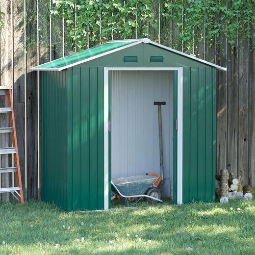 Outsunny 6.5x3.5ft Metal Garden Shed for Garden and Outdoor Storage, Green by Outsunny