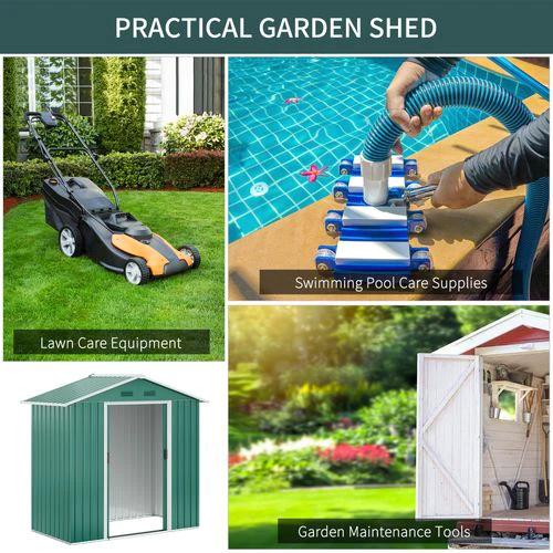 Outsunny 6.5x3.5ft Metal Garden Shed for Garden and Outdoor Storage, Green by Outsunny