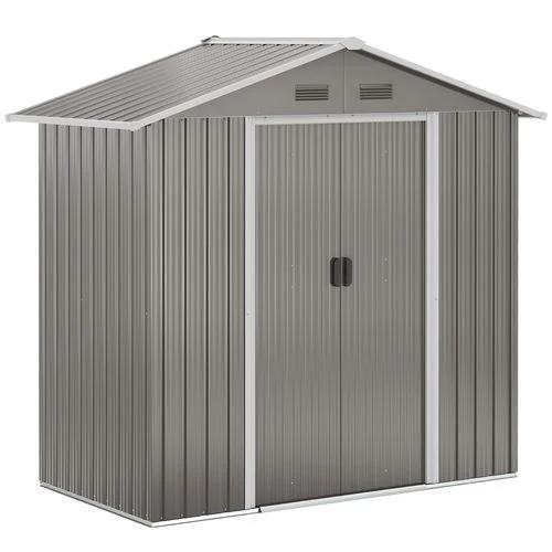 Outsunny 6.5x3.5ft Metal Garden Shed for Garden and Outdoor Storage, Grey by Outsunny