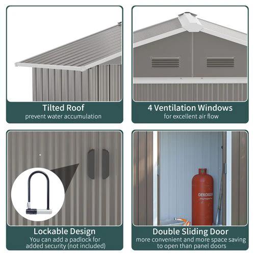 Outsunny 6.5x3.5ft Metal Garden Shed for Garden and Outdoor Storage, Grey by Outsunny