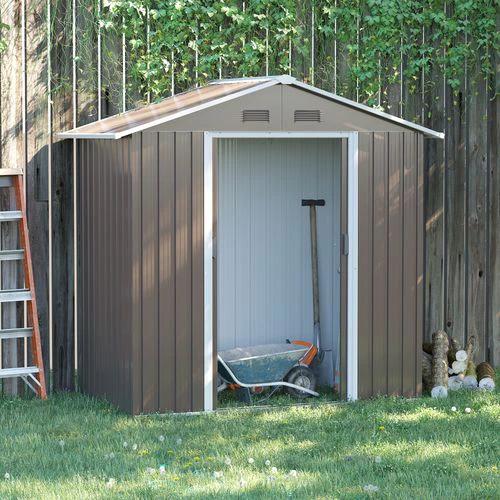 Outsunny 6.5x3.5ft Metal Garden Shed for Garden and Outdoor Storage, Grey by Outsunny